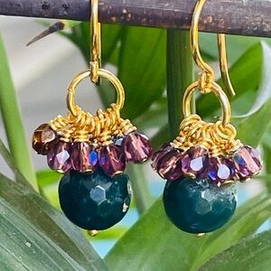 NEW Jasper and Amethyst Cluster bead earrings